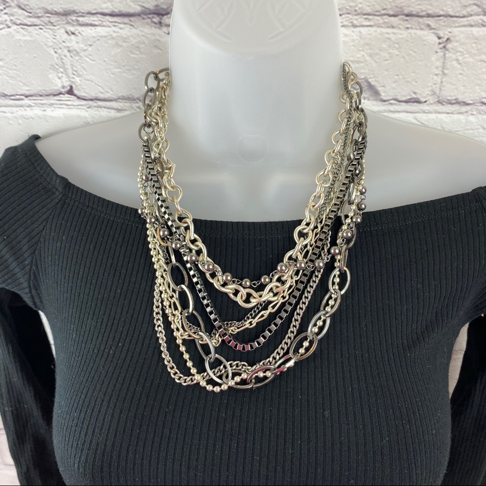 Chico's silver and black fashion necklace